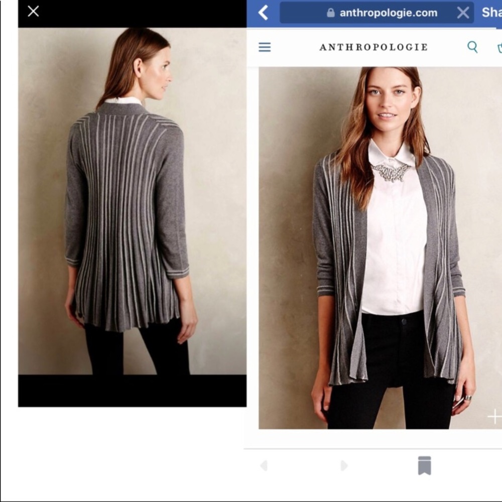 Nwot Anthro Knitted & Knotted XS Pleated Cardi